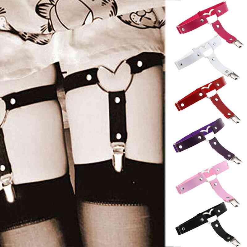 Women Adjustable Heart Shape Thigh Leg Stockings Suspender Club Garter Belt