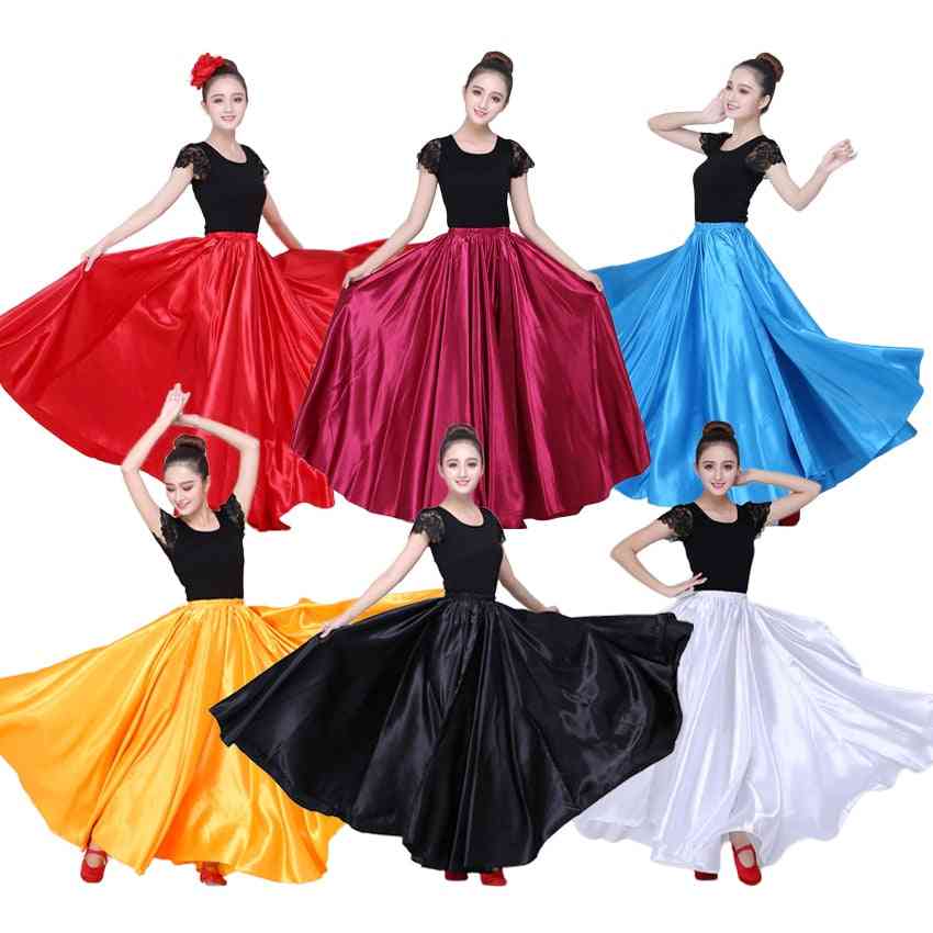Woman Satin Smooth, Flamenco  Belly Dance Costumes Skirt, Top