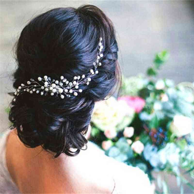 Trendy Crystal Pearl Hair Wedding Bridal Jewelry Ornament