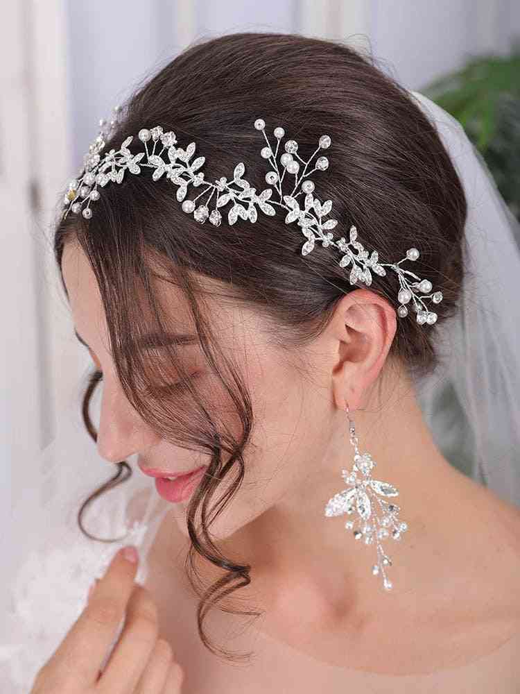 Hair Vine Pearl Crystal Vine Wedding Ribbon Headband