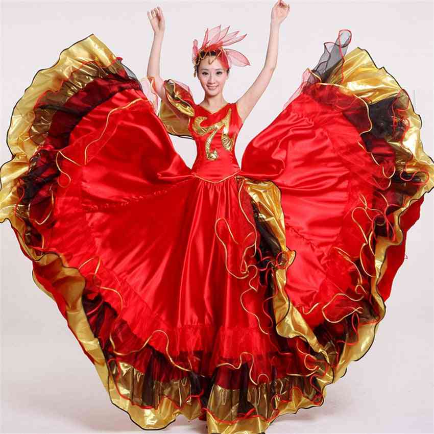 Flamenco spagnolo, coro di fiori, costumi da ballo, gonne