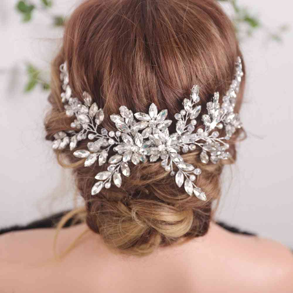 Vintage Rhinestones, Hair Shinny Pearls & Crystals Comb, Bridal Hair Piece