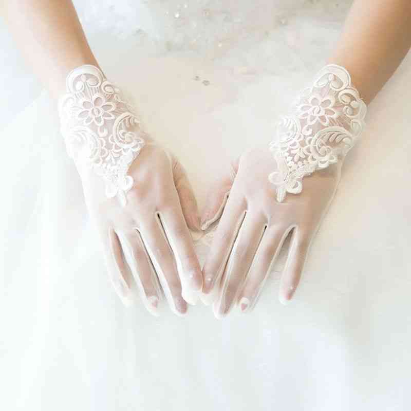 Glamour Lace, Short Paragraph, Mittens Dresses, Charming Glove With Fingers