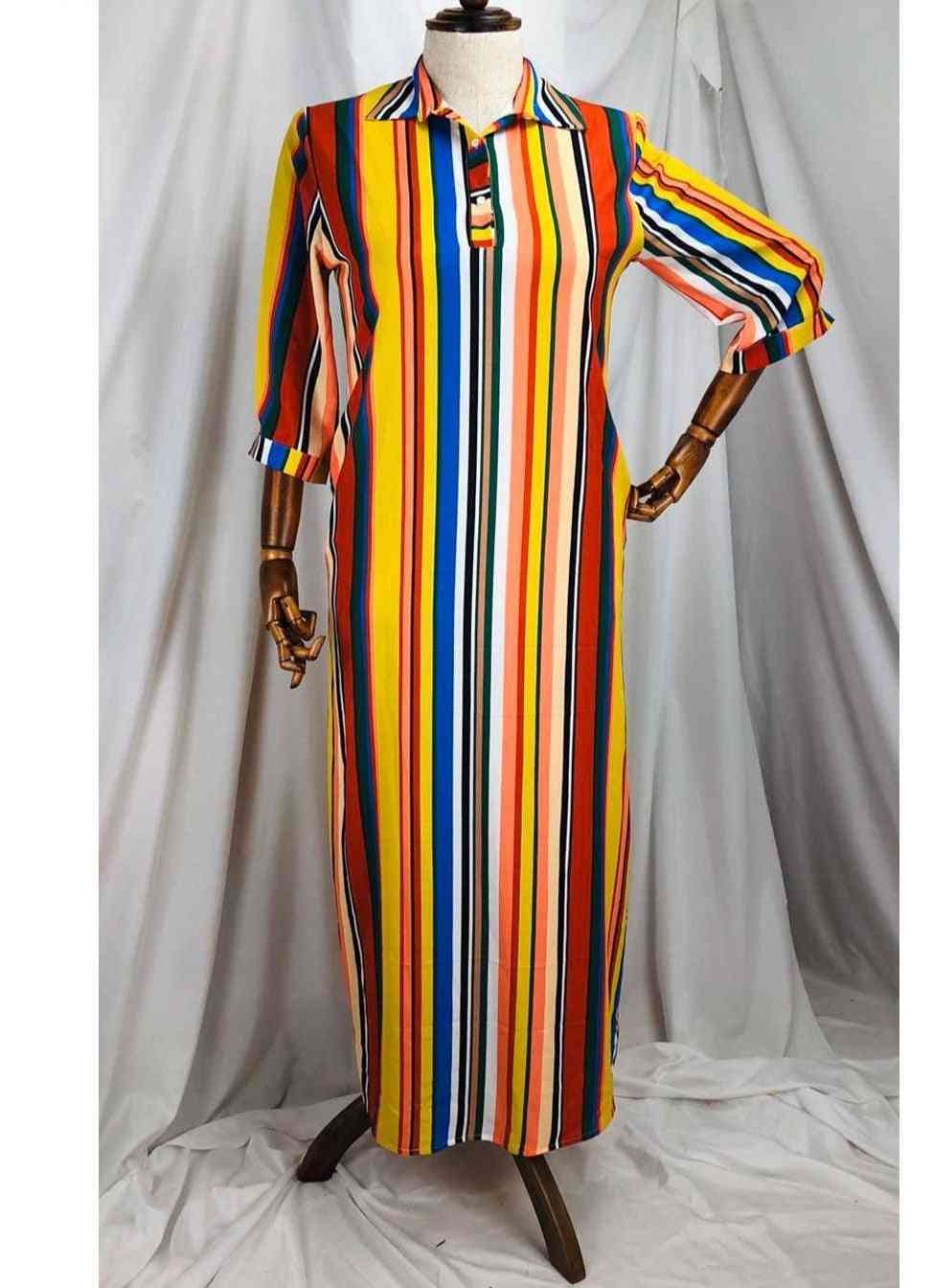 Fashion Shirt Collar African Chiffon Loose Long Dashiki Traditional Dress