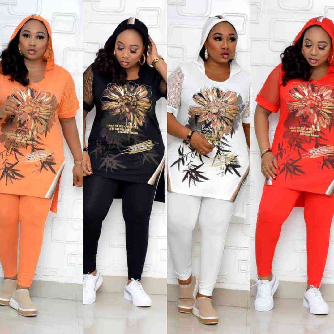 African Dashiki Fashion Flowers Suit Top & Trousers Set