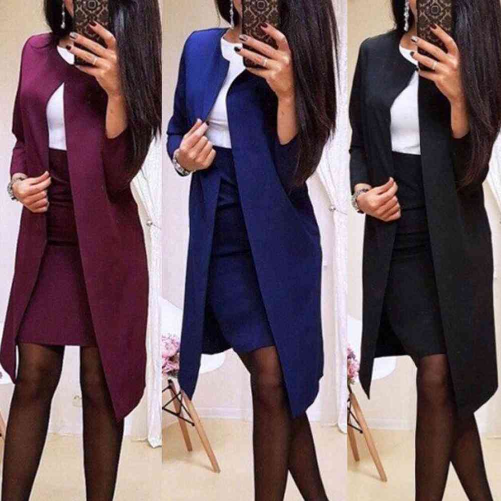 Office Women's Suits Set, Autumn Long Blazer / Jacket & Bodycon Mini Skirts