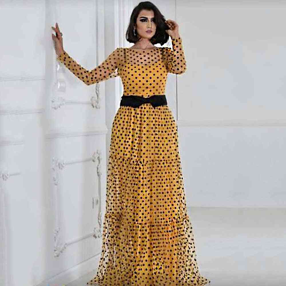 Md Robe Africaine Polka Dot Mesh Dresses, Plus Size Party Gowns