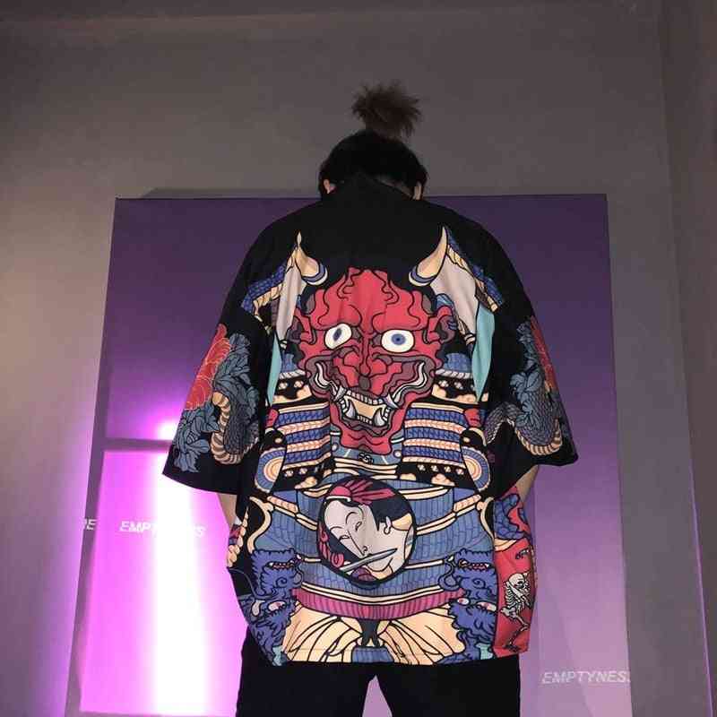 Men Kimono Jacket, Japan Harajuku Streetwear Samurai Clothes