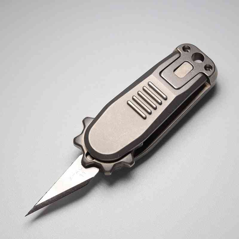 Mini Titanium Alloy, Portable Carving, Paper Knife Pendant, Safety Lock Tool