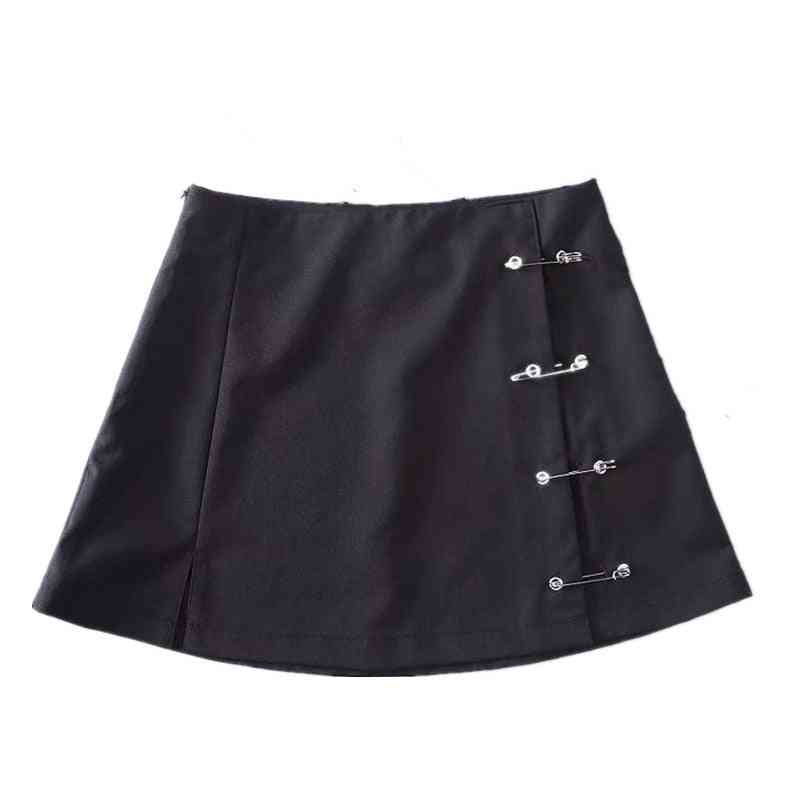 Women's Low Waist, Slit A-line, Short Skirts With Clip