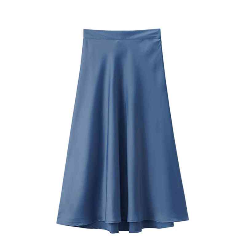 Women's Style A-line Satin, High Waist, Ankle Length Skirts