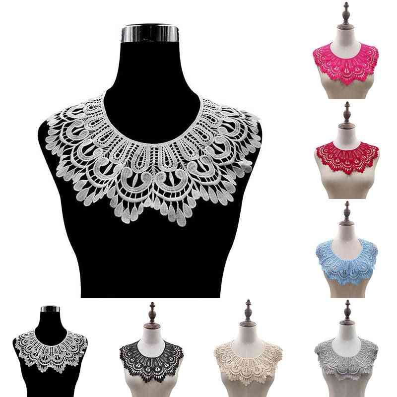 Embroidered Applique Patch Neckline, Floral Lace Collar