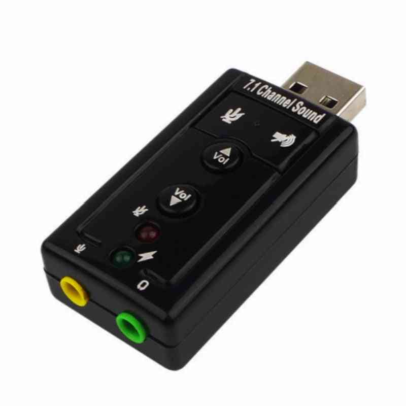 External 7.1 Channel, 3d Audio Adapter Converter With Button Control -usb Sound Card