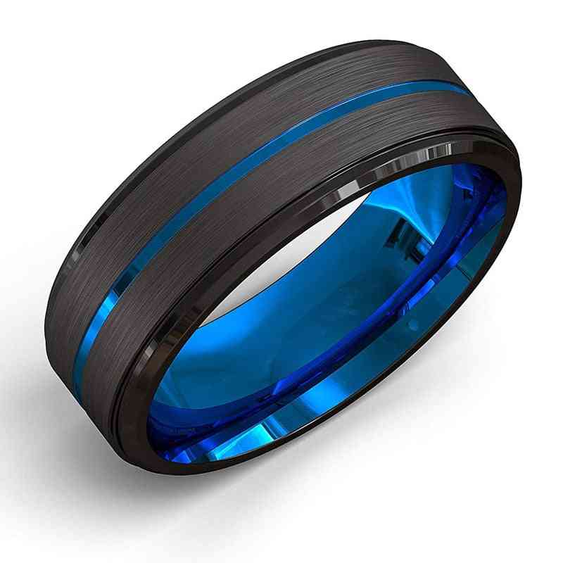 Ranhura de anel de aço inoxidável com borda escovada de 8 mm da moda