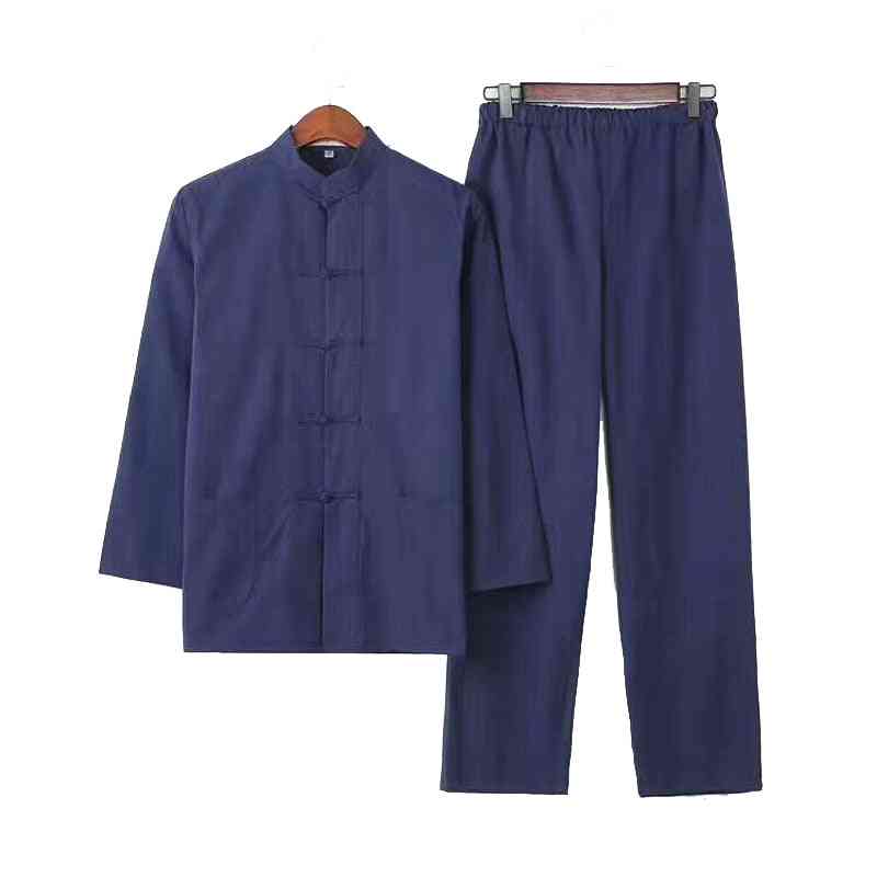 Men Cotton Loose Wu Shu Tai Chi Sets Jacket & Long Pants