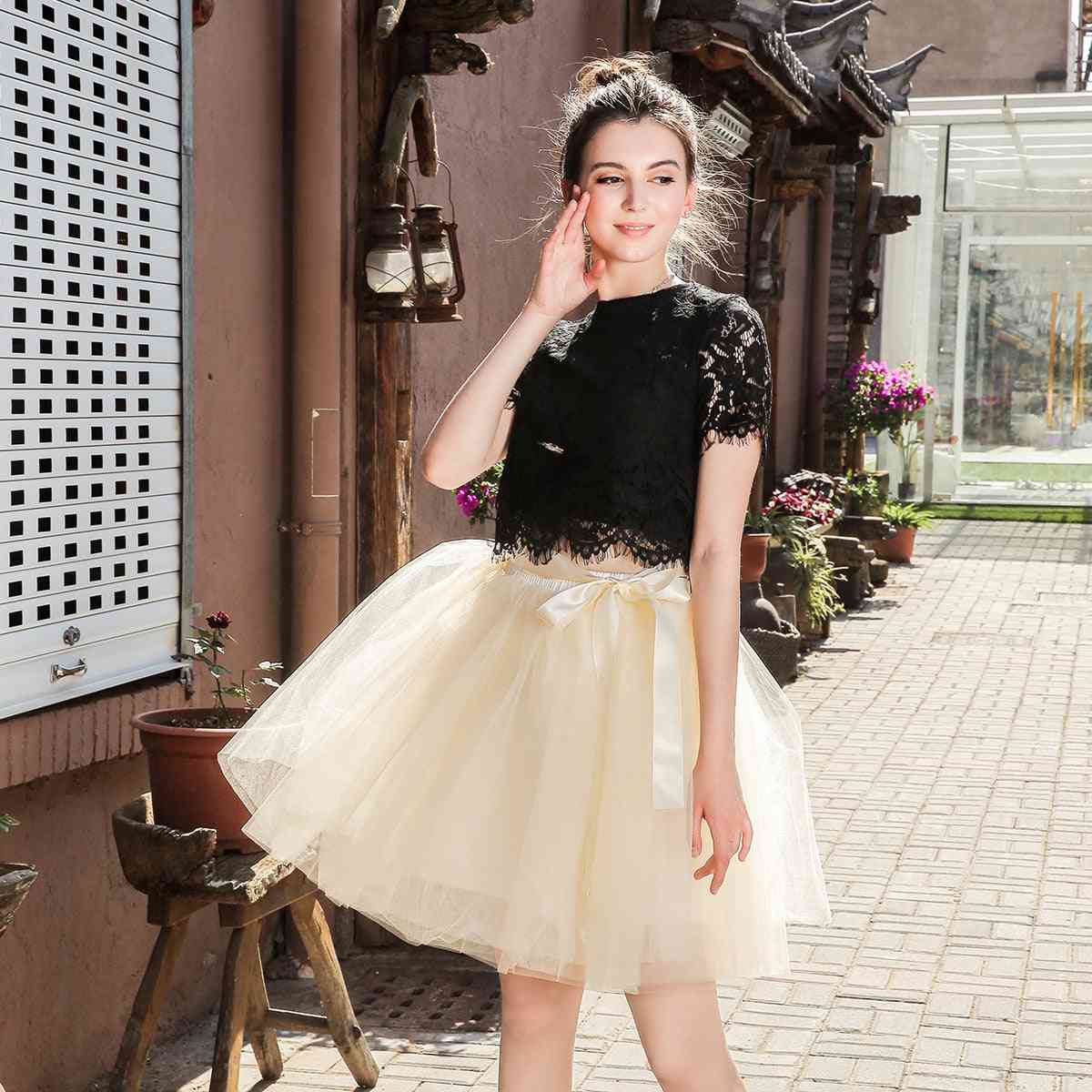 Womens 7-layers Midi Tulle Skirt, Ball Gown Petticoat