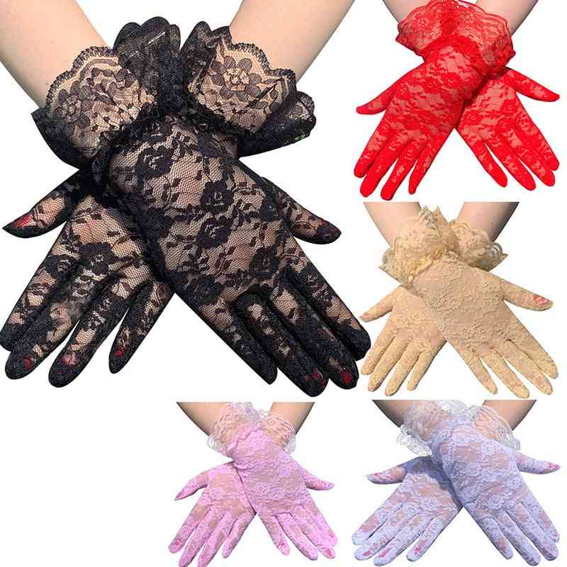 Lace Dress Gloves, Summer Full Finger Sunscreen Glove