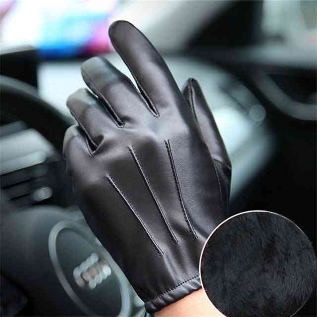 Long Keeper Fashion Pu Leather Gloves, Thin Style Driving Men Glove