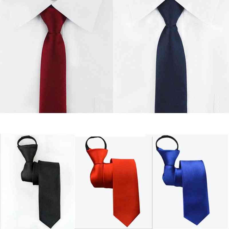 Cravată cu fermoar subțire pentru bărbați, cravată solidă subțire îngustă, rochie de petrecere de mireasă