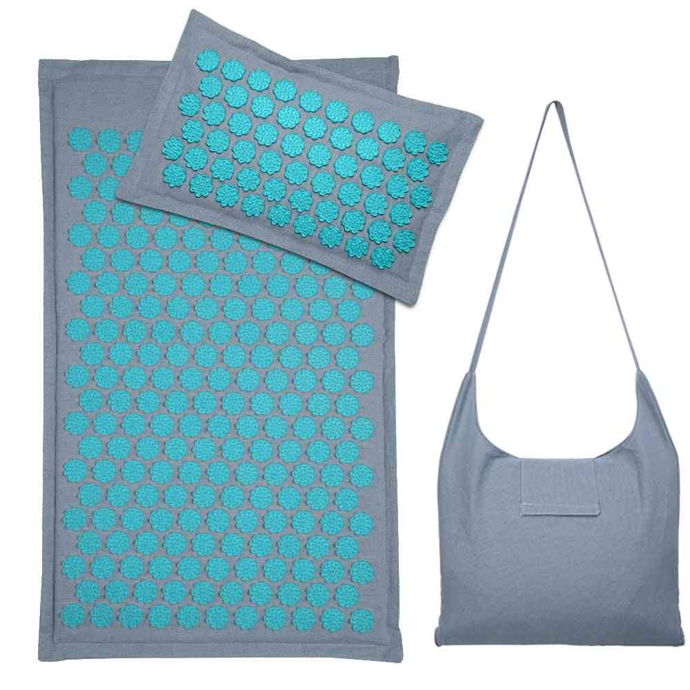 Nature Linen Lotus Spike Acupressure Yoga Pillow Mat With Bag