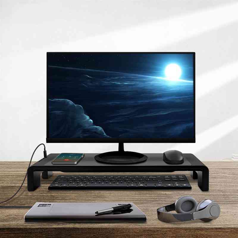 Multi-function Base Holder, Desktop Monitor Screen Riser Usb 2.0 Charging Laptop Stand