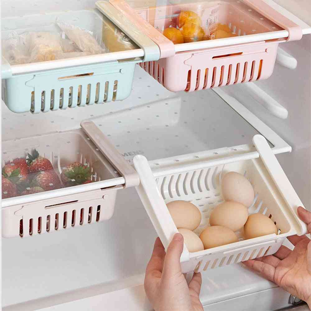 Kitchen Adjustable Stretchable Refrigerator Organizer, Drawer, Basket Storage Rack, Holder