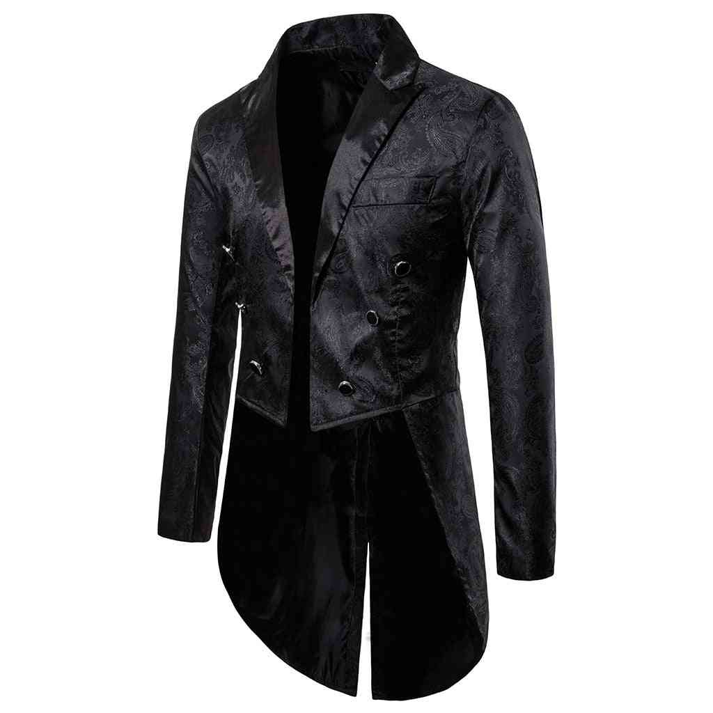 Men's Tailcoat Long Jacket Goth Fit Suit Cardigan Coat