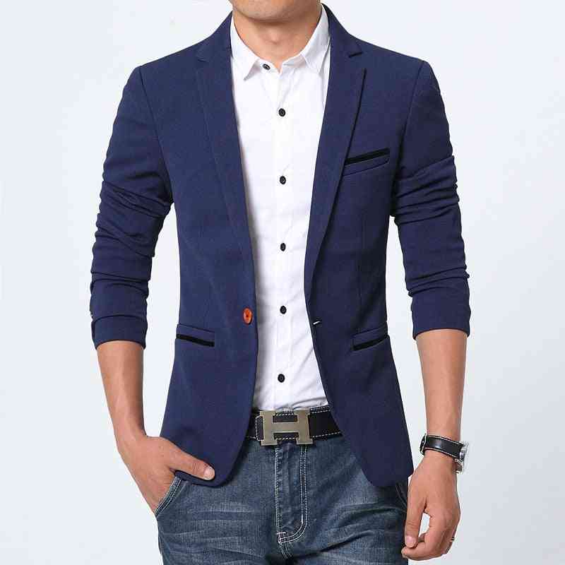 Spring-autumn Luxury Men Blazer, Casual Business Cotton Slim Fit Suit Jacket