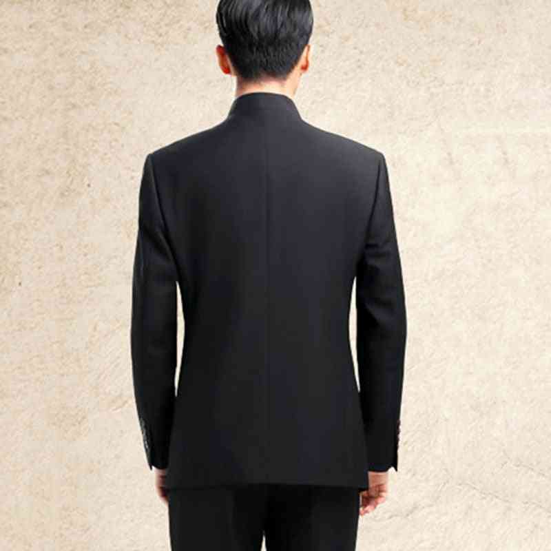 Men Chinese Style Tunic Suit Jacket, Mandarin Stand Collar Kung Fu Coat