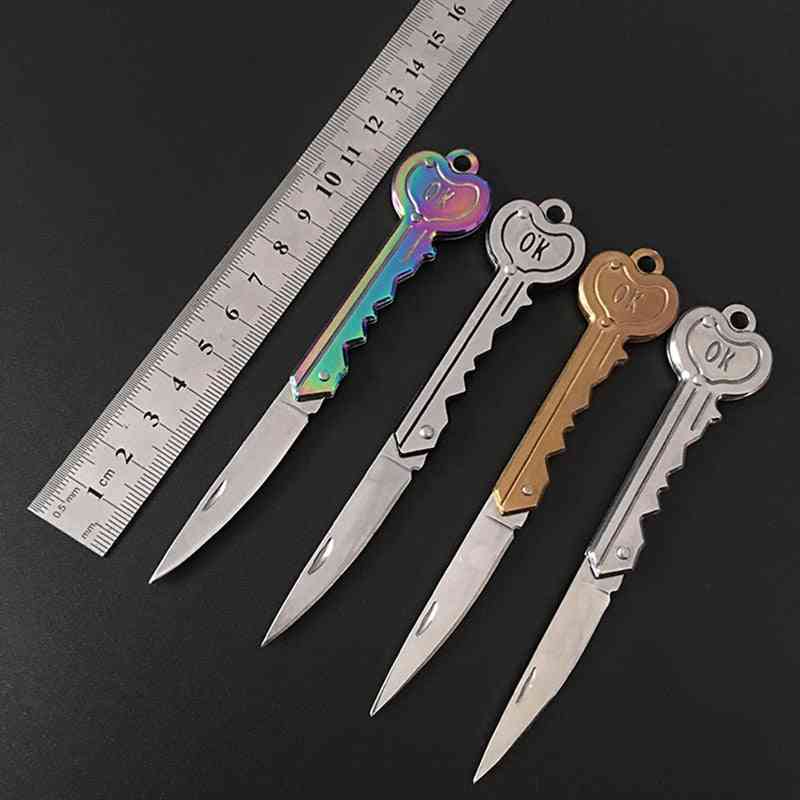 Ring Keychain, Mini Key Knife Form Blade, Folding Pocket, Opening Gadget Kit