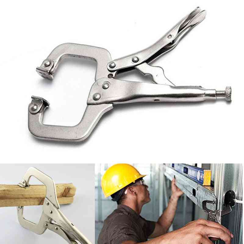 C-clamp Weld Clip, Tenon Grip Vise Lock Pad Wood Plier Tong Alloy Steel Hand Tool