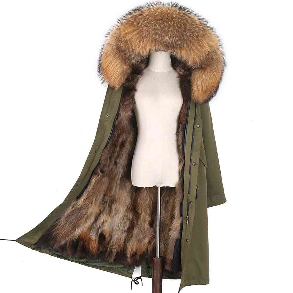 Winter Natural Fox Fur, Long Coats Outerwear Set-1