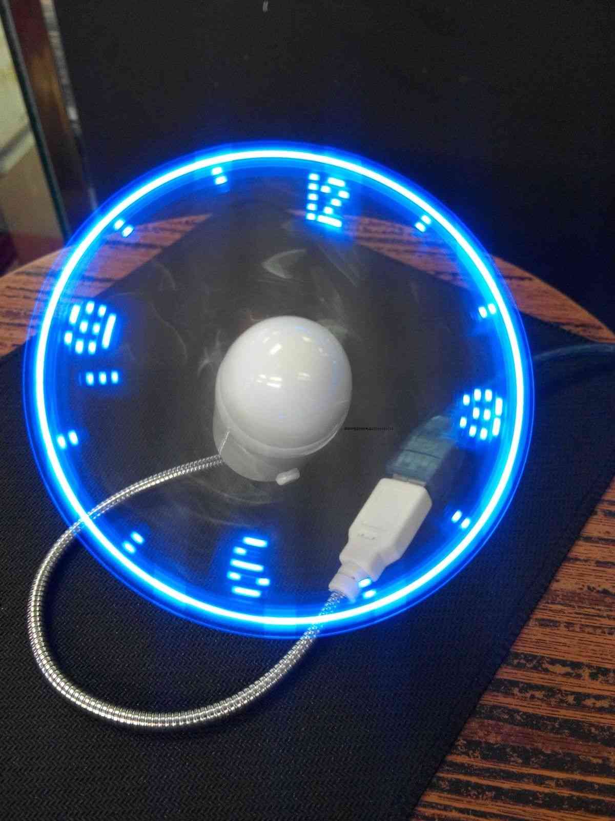 Mini luz led flexible y ajustable, ventilador usb, reloj de tiempo (azul)