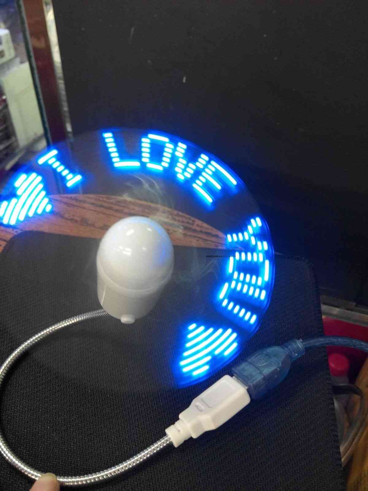 Mini luz led flexible y ajustable, ventilador usb, reloj de tiempo (azul)