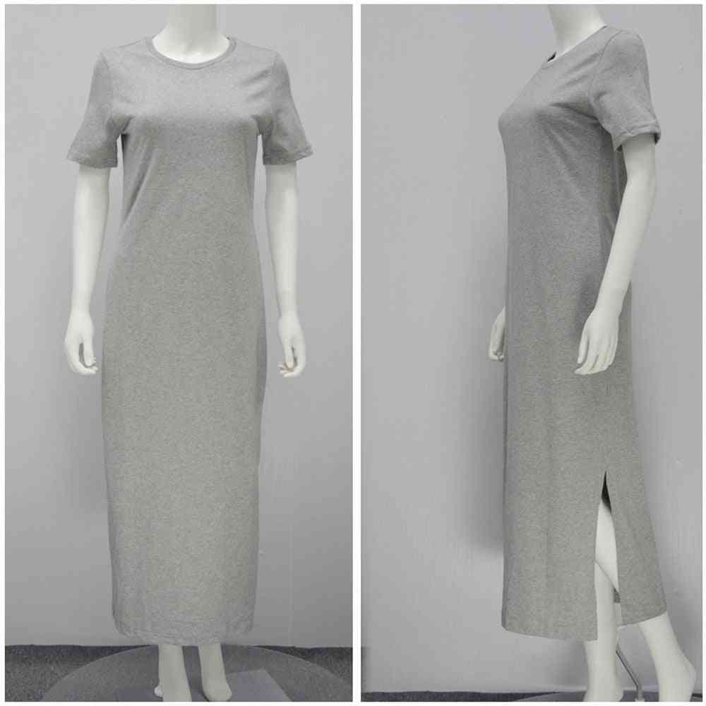 Summer- Casual Cotton, Side Slit, Bodycon Long Dresses