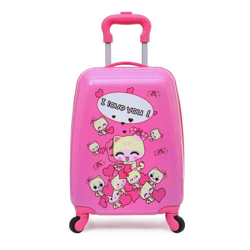 16/18 Inch Kids Cartoon Rolling Luggage Travel Suitcase