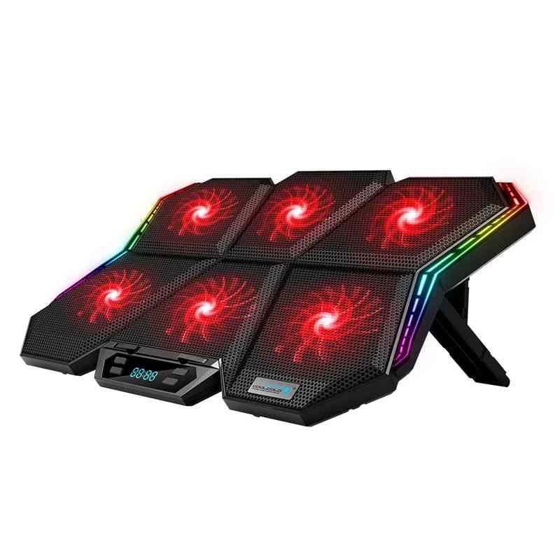 Laptop Gaming, Rgb Cooling Pad, Cooler Stand With 6-fan & 2 Usb Ports