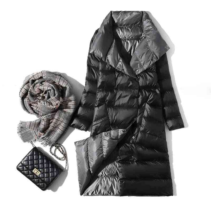 Winter Warm, Double-sided, Duck Down Collar, Long Outerwear Coats