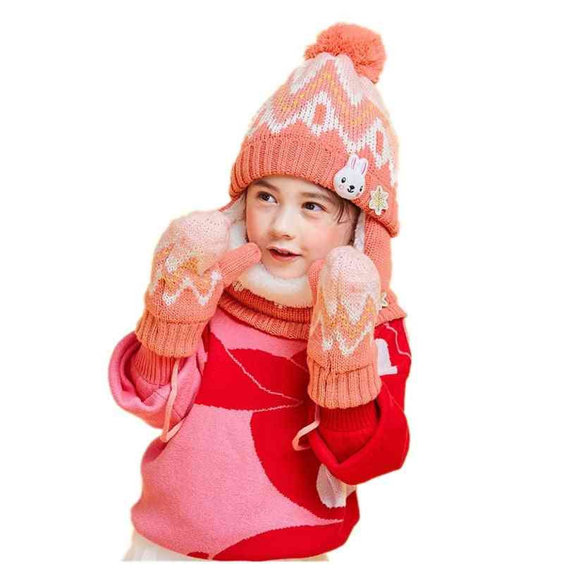 Winter Outdoor Warm Velvet Beanies Scarf, Hat & Glove Sets For