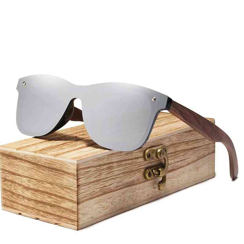 Polarized Walnut Wood Mirror Lens Sunglasses & Women