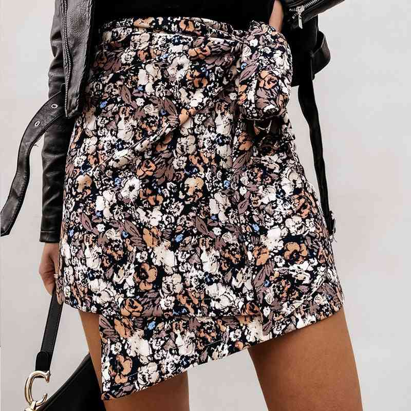Autumn Casual- Slim High Waist, Leopard Print, Mini Wrap Bandage, Short Skirts