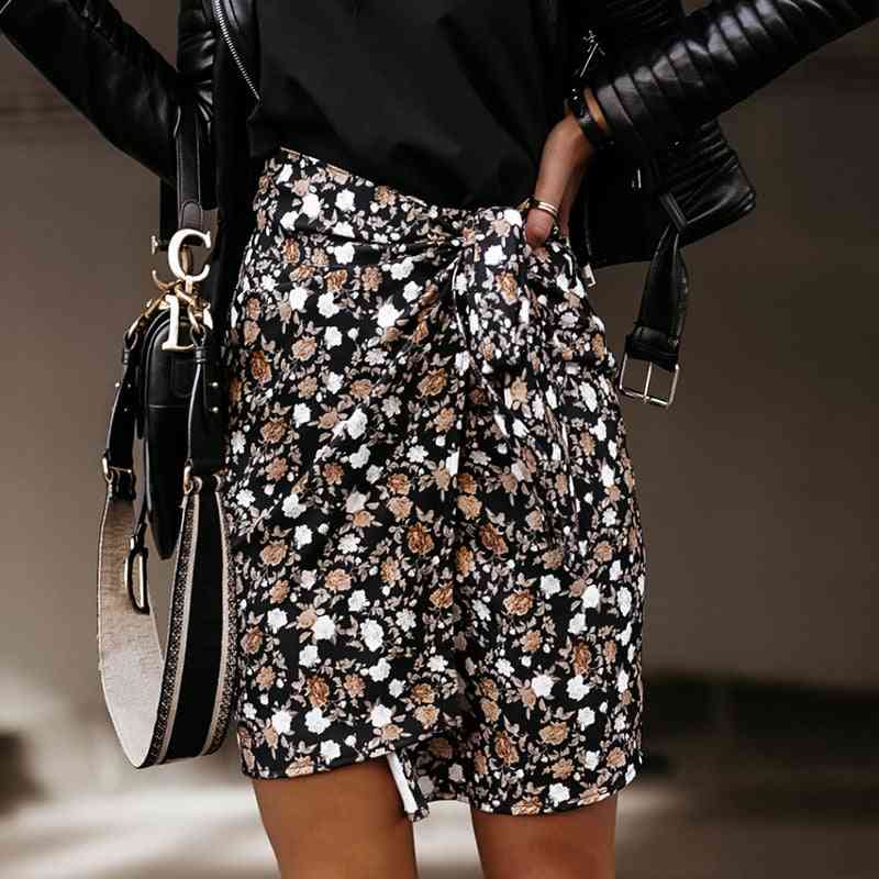 Autumn Casual- Slim High Waist, Leopard Print, Mini Wrap Bandage, Short Skirts