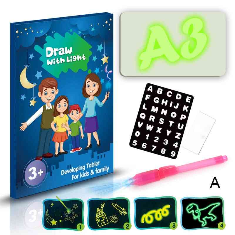Led Light Up Drawing Kit Developing Toy, Portable Draw Sketchpad Board