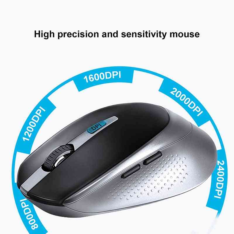 Juego de teclado y mouse inalámbricos: mouse ergonómico, botón silencioso (gris hierro)