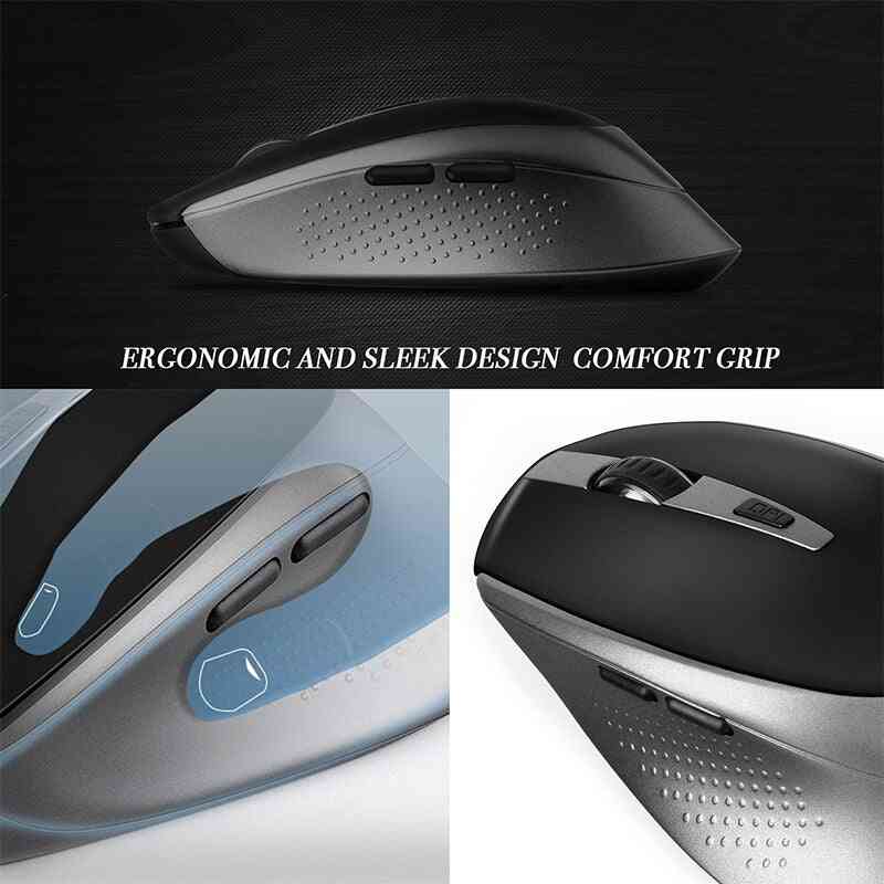 Juego de teclado y mouse inalámbricos: mouse ergonómico, botón silencioso (gris hierro)