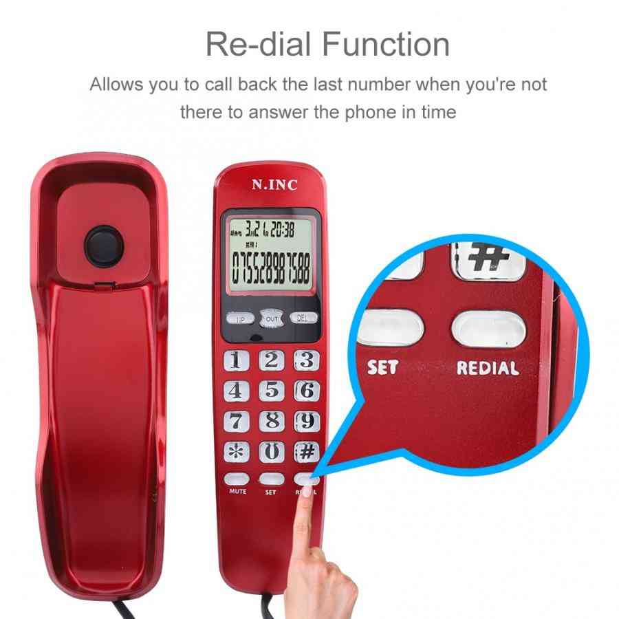 Mini nástěnný kabelový telefon - dtmf / fsk, duální systém, telefon s identifikačním číslem volajícího