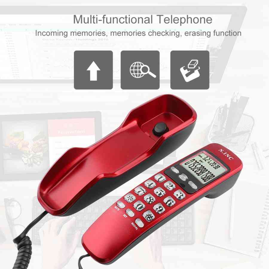 Mini nástěnný kabelový telefon - dtmf / fsk, duální systém, telefon s identifikačním číslem volajícího