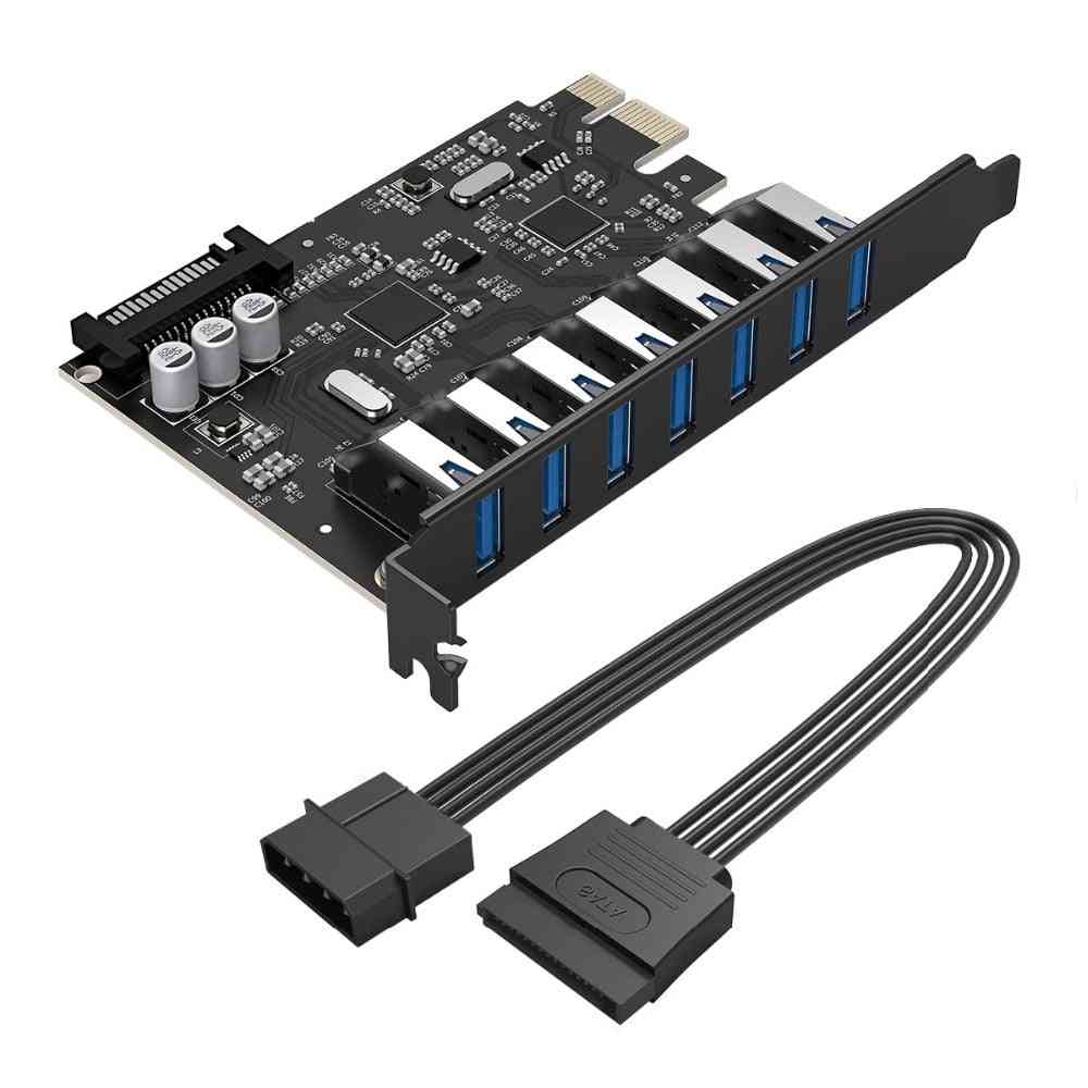 Orico Superspeed USB 3.0 7-Port PCI-E Express-Karte mit einem 15-Pin-SATA-Stromanschluss PCI-Adapter