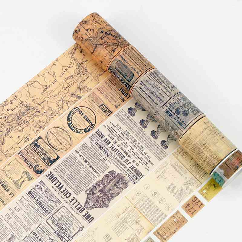 Ročník abecedy, číslo, láska, nápisy, tištěná mapa světa - lepicí maskovací pásky