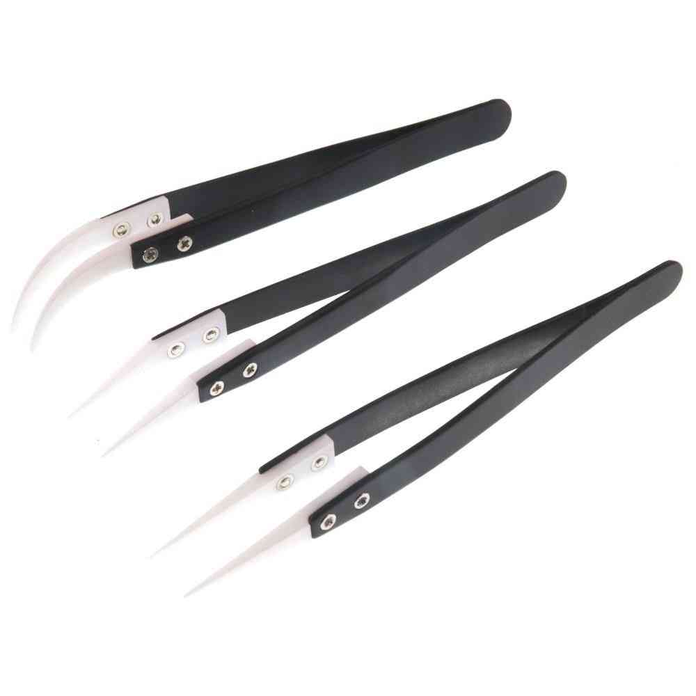 Stainless Steel, Anti-static, Electronic Cigarette, Ceramic Tweezers, Straight Curved Tip